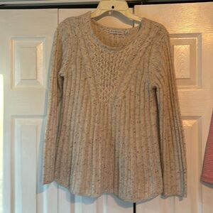 KIM ROGERS. Cable Knit Sweater with Rainbow Speckles size M